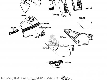 DECAL(BLUE/WHITE)(KL650-A3/A4) - KL650A3 KLR650 1989 USA CALIFORNIA CANADA