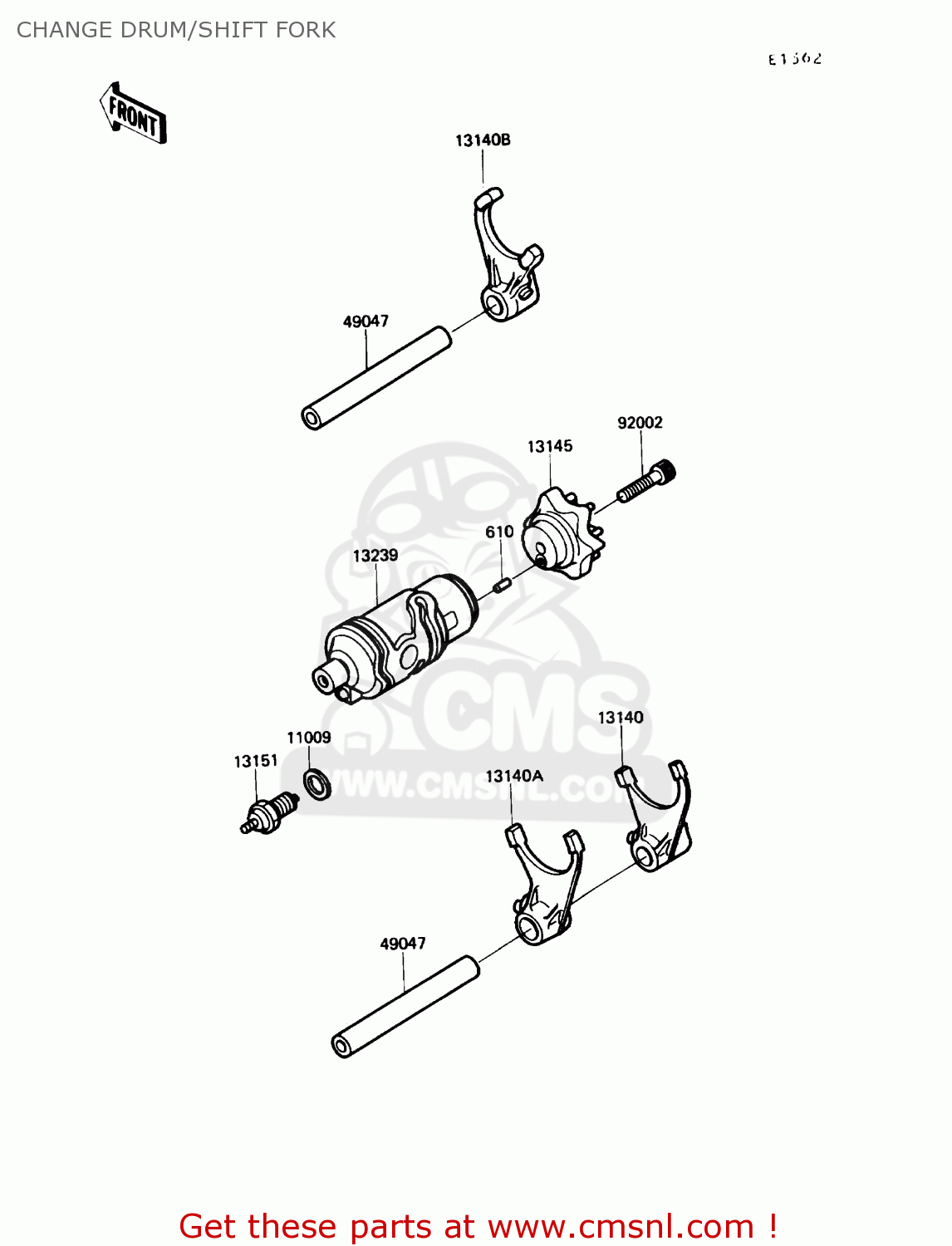 CHANGE DRUM/SHIFT FORK KL650A4 KLR650 1990 USA CALIFORNIA CANADA