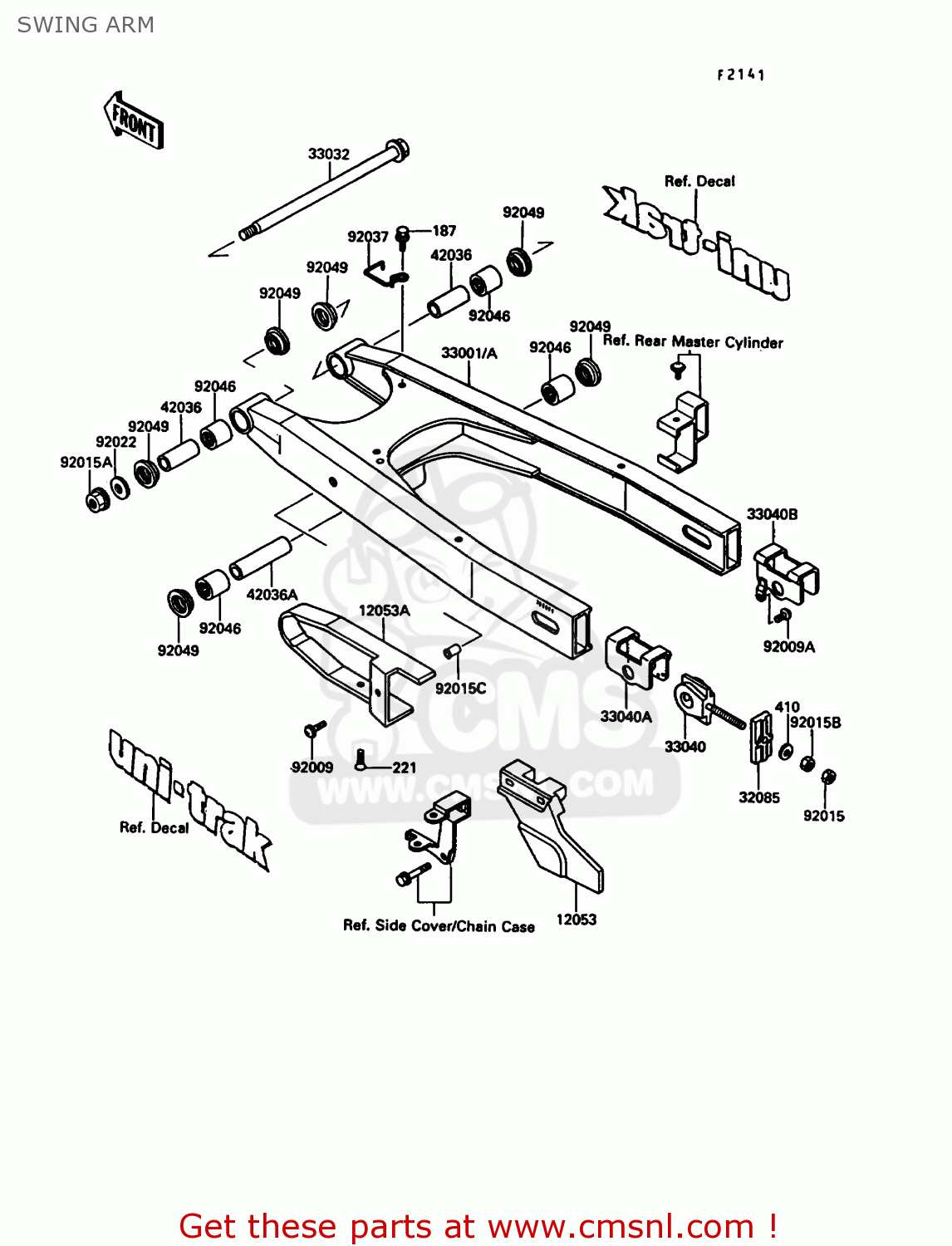 SWING ARM KL650A4 KLR650 1990 USA CALIFORNIA CANADA