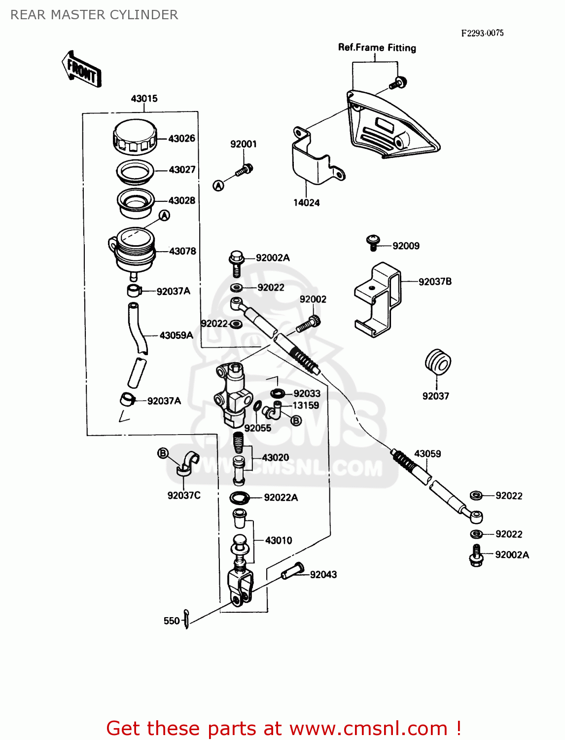 REAR MASTER CYLINDER KL650A4 KLR650 1990 USA CALIFORNIA CANADA
