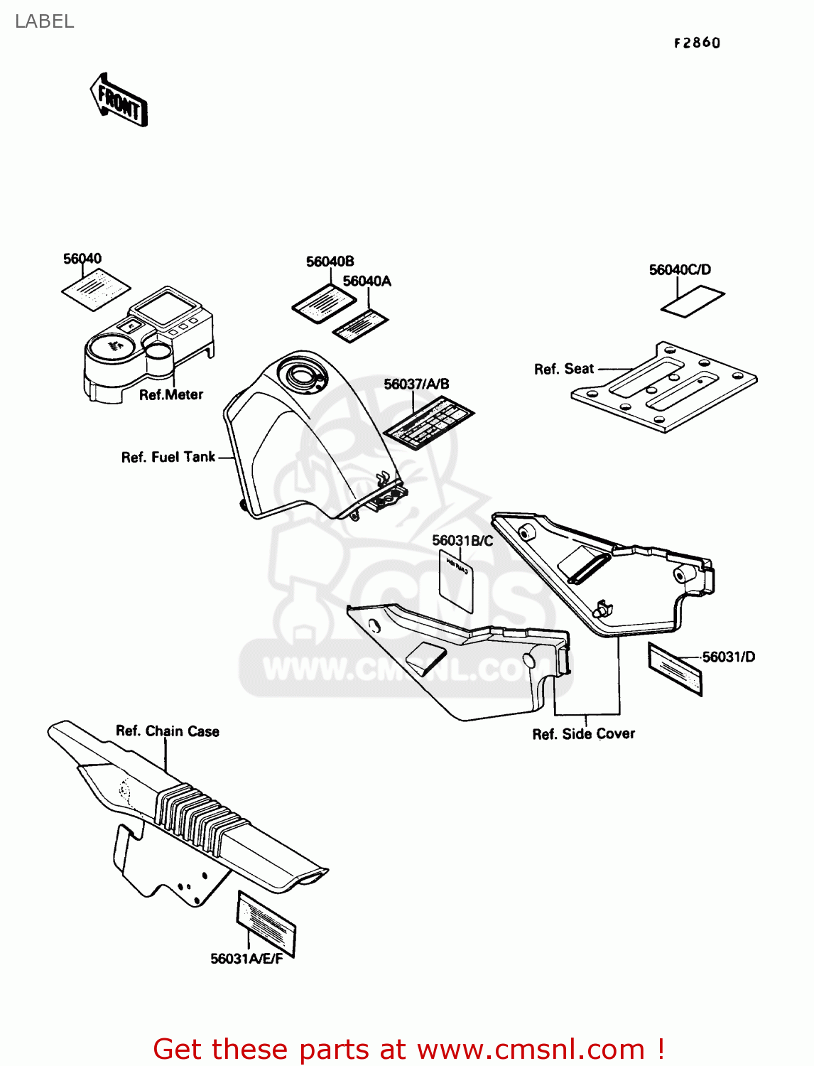 LABEL KL650A4 KLR650 1990 USA CALIFORNIA CANADA