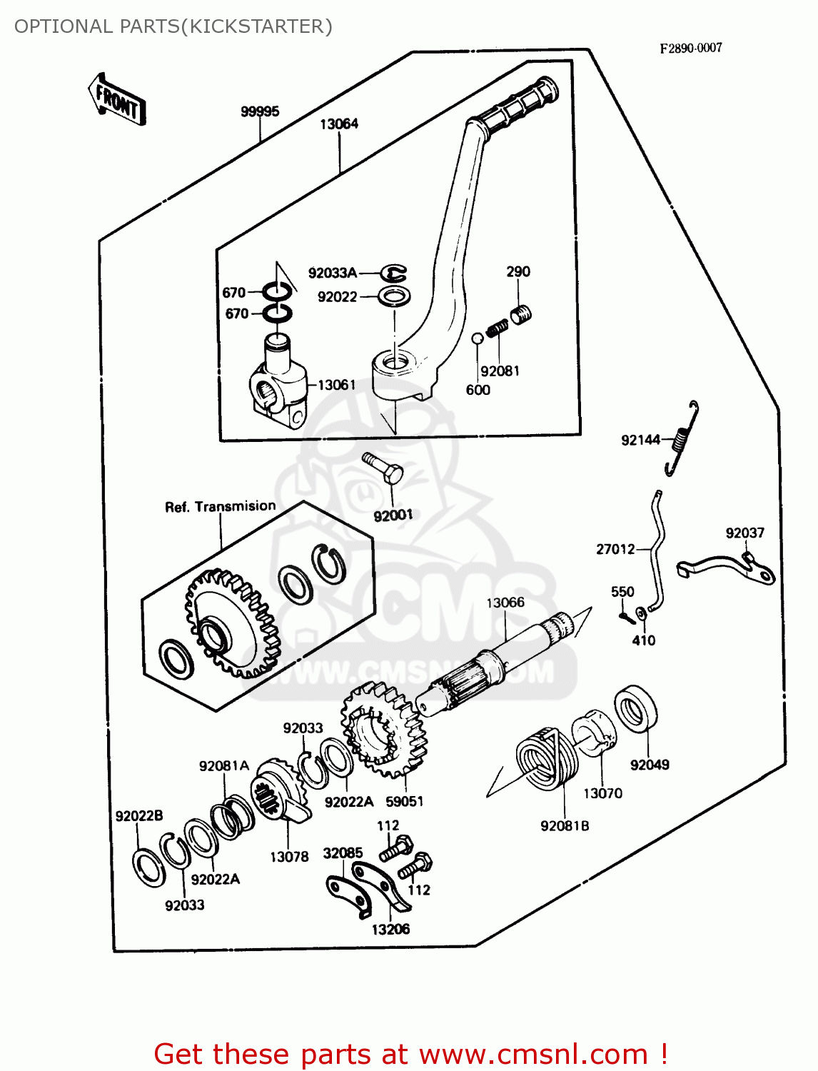 OPTIONAL PARTS(KICKSTARTER) KL650A4 KLR650 1990 USA CALIFORNIA CANADA
