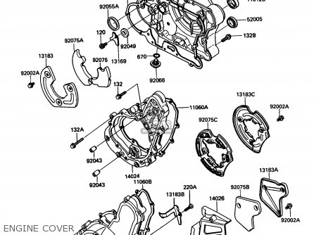 ENGINE COVER - KL650A4 KLR650 1990 USA CALIFORNIA CANADA