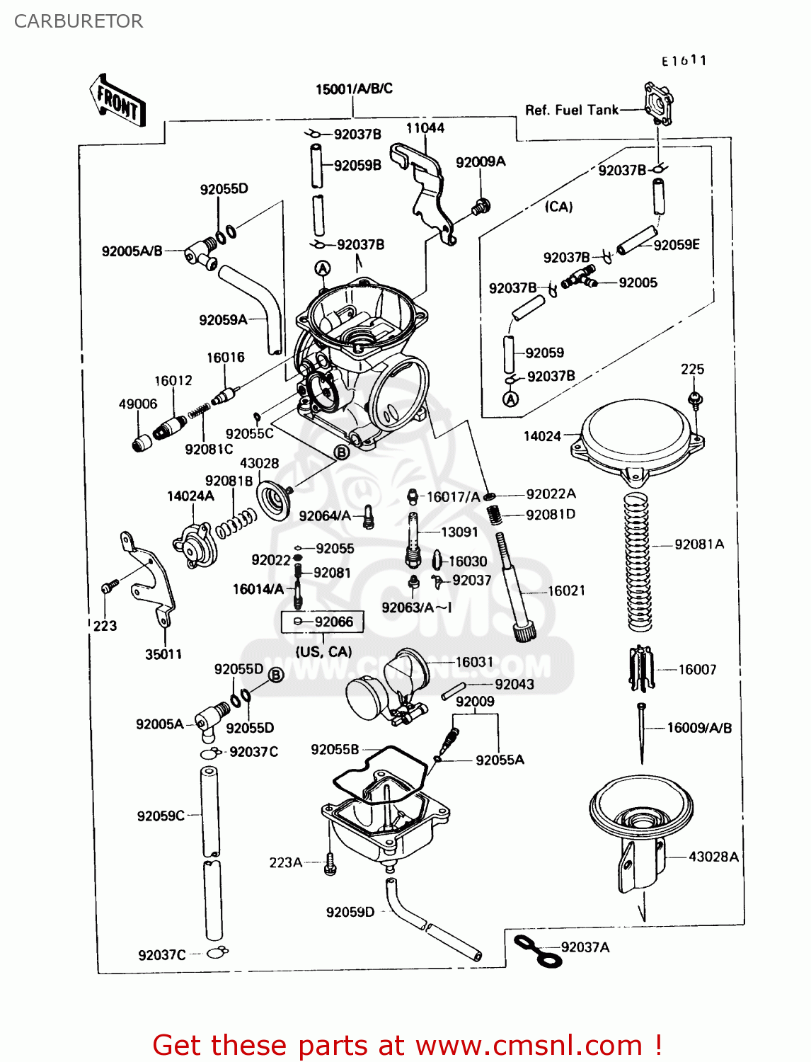 CARBURETOR KL650A5 KLR650 1991 USA CALIFORNIA CANADA