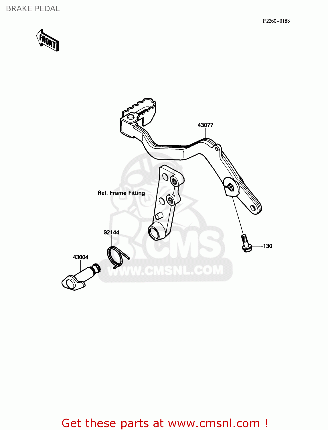 BRAKE PEDAL KL650A5 KLR650 1991 USA CALIFORNIA CANADA