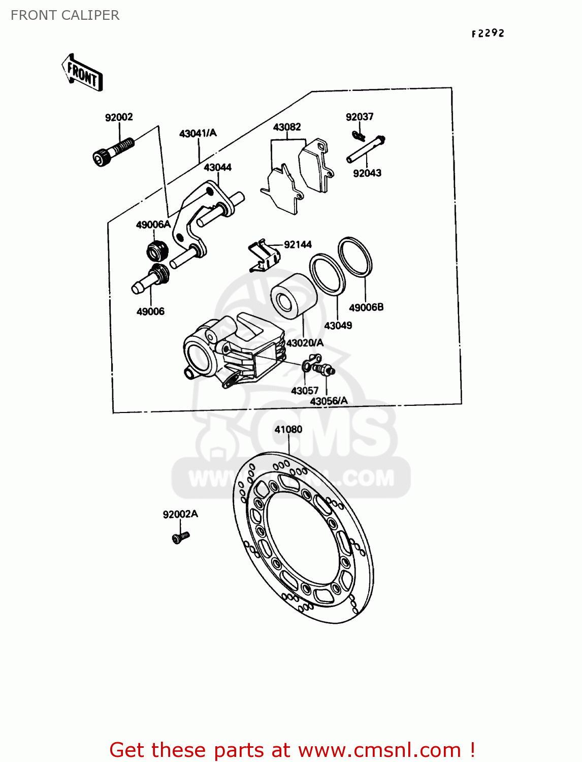 FRONT CALIPER KL650A5 KLR650 1991 USA CALIFORNIA CANADA