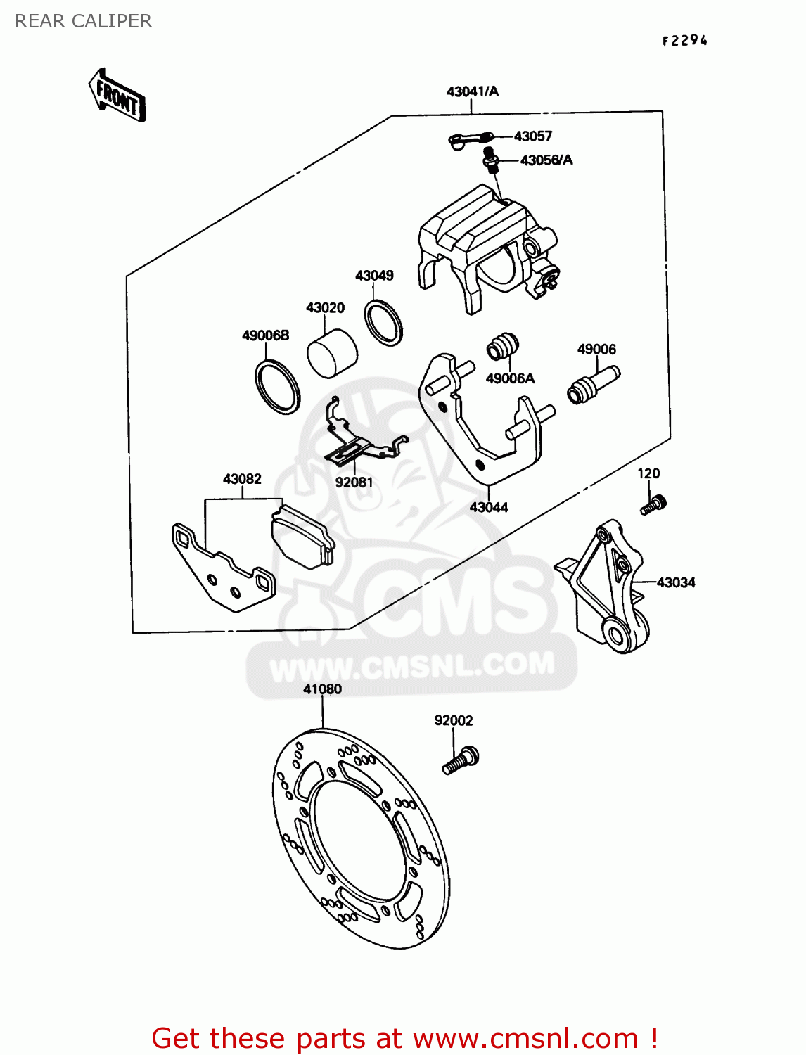 REAR CALIPER KL650A5 KLR650 1991 USA CALIFORNIA CANADA