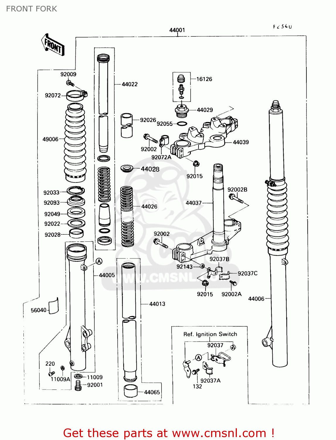 FRONT FORK KL650A5 KLR650 1991 USA CALIFORNIA CANADA