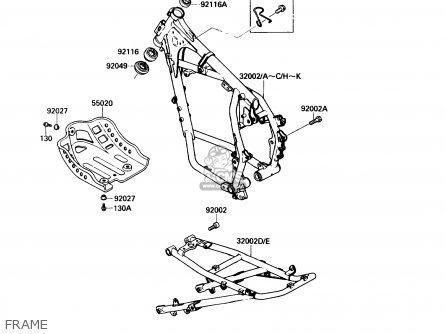 FRAME - KL650A5 KLR650 1991 USA CALIFORNIA CANADA