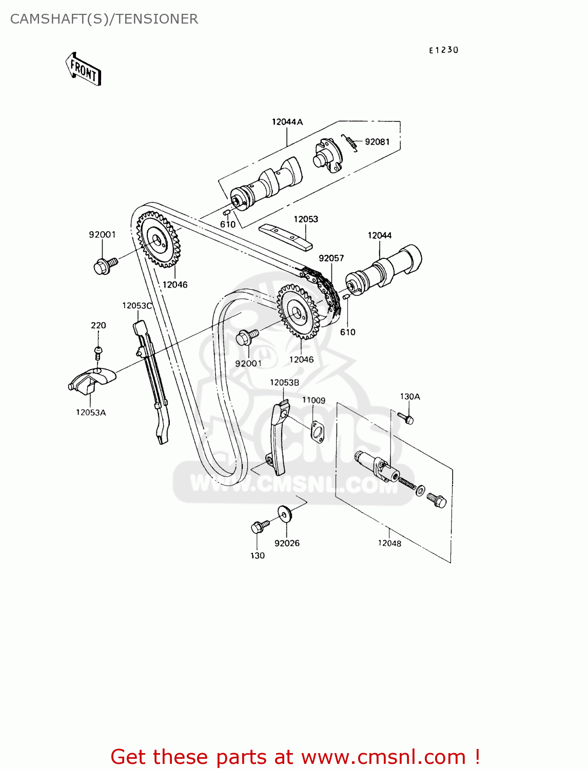 CAMSHAFT(S)/TENSIONER KL650A6 KLR650 1992 USA CALIFORNIA CANADA