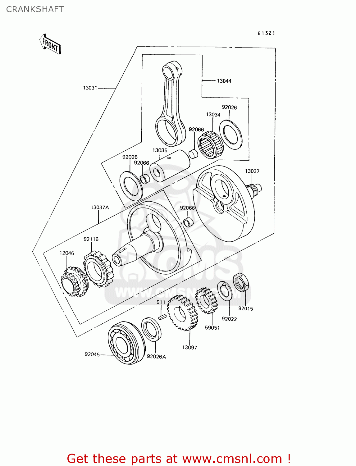 CRANKSHAFT KL650A6 KLR650 1992 USA CALIFORNIA CANADA