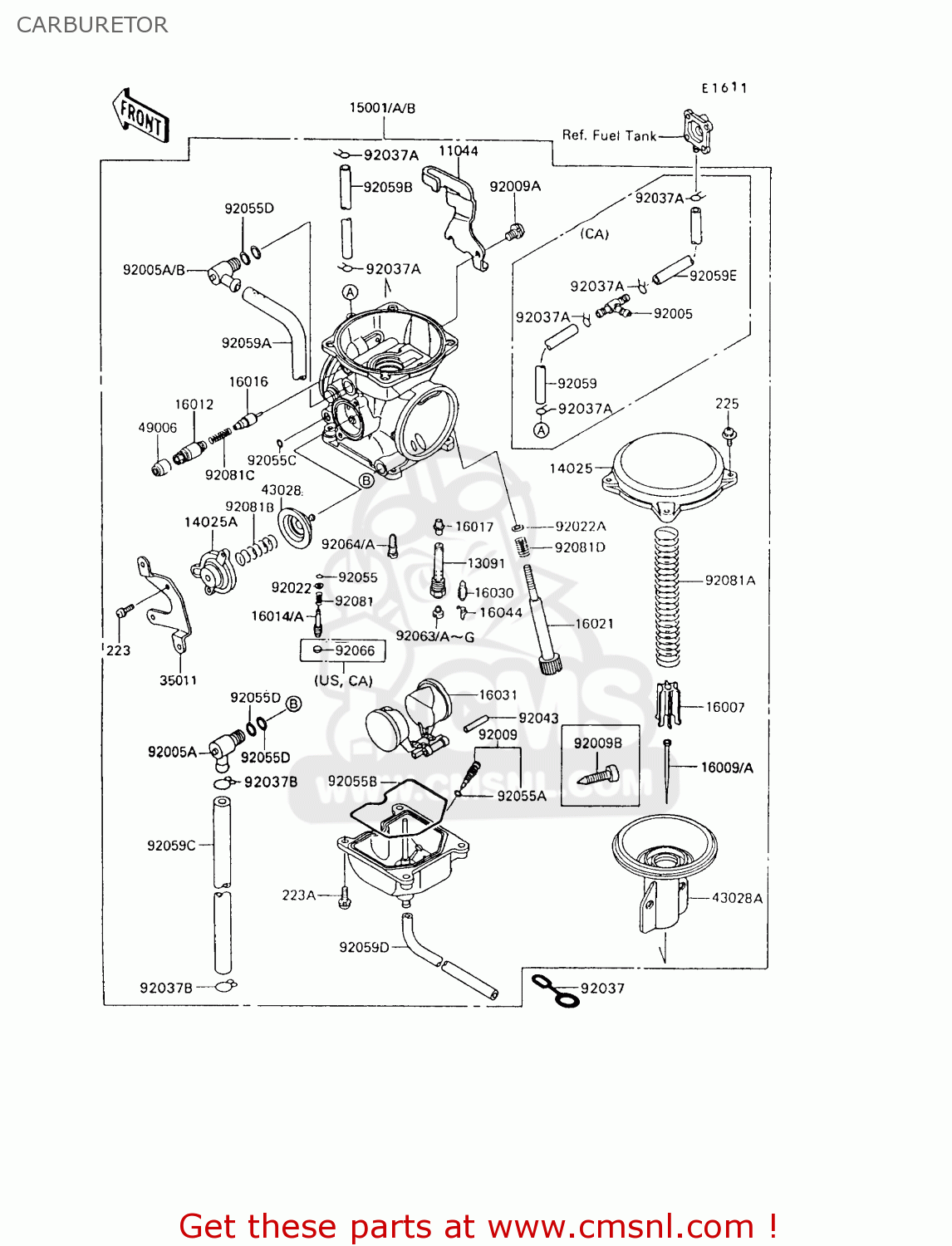 CARBURETOR KL650A6 KLR650 1992 USA CALIFORNIA CANADA