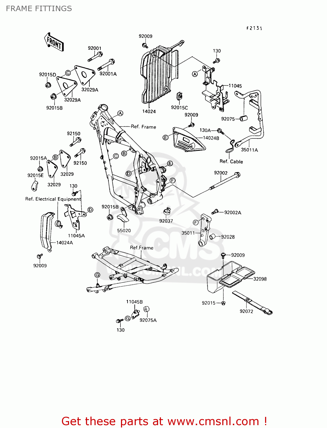 FRAME FITTINGS KL650A6 KLR650 1992 USA CALIFORNIA CANADA
