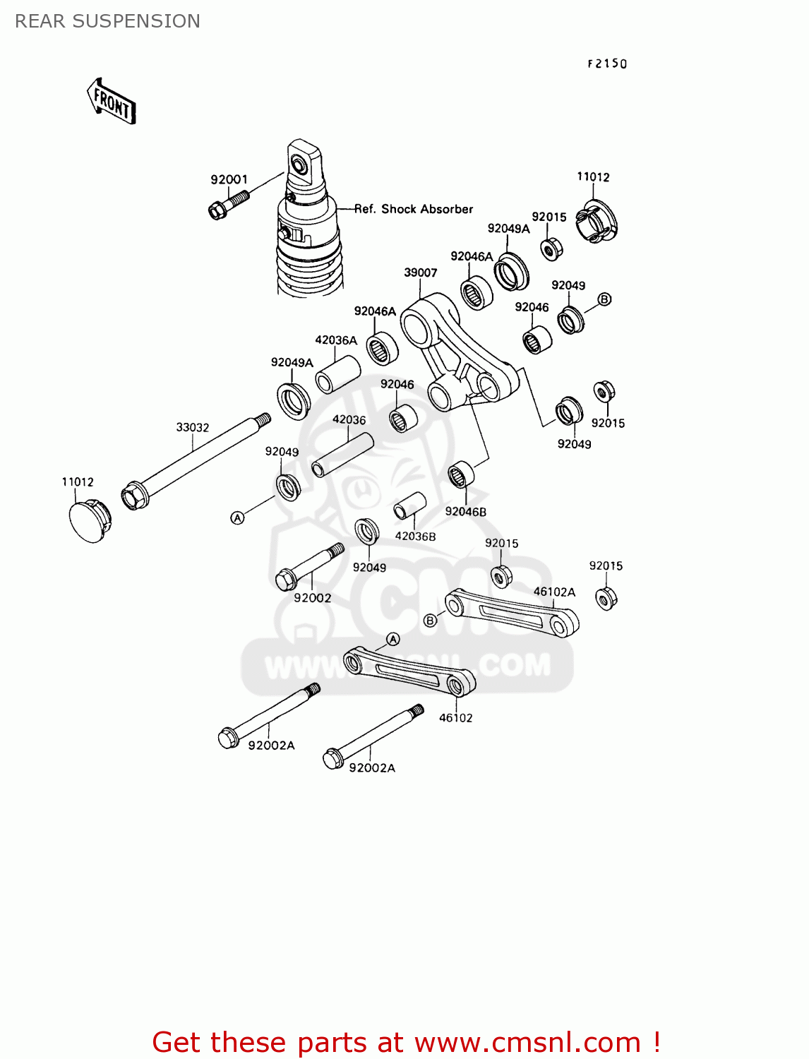 REAR SUSPENSION KL650A6 KLR650 1992 USA CALIFORNIA CANADA