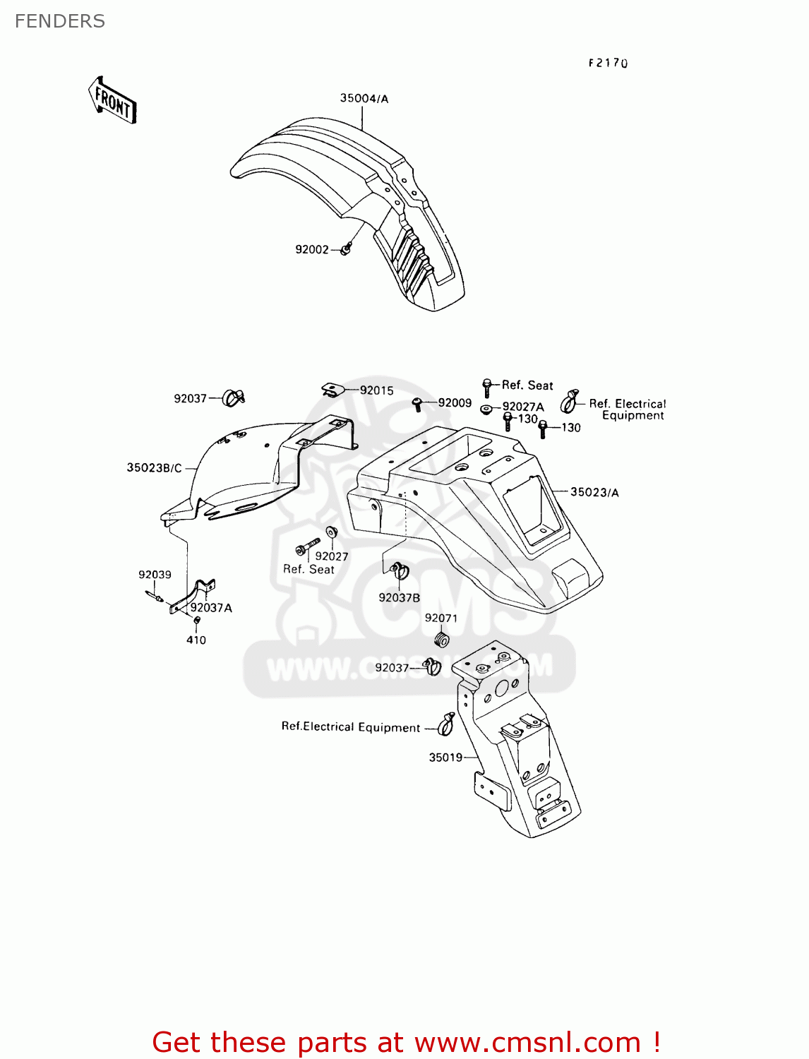 FENDERS KL650A6 KLR650 1992 USA CALIFORNIA CANADA