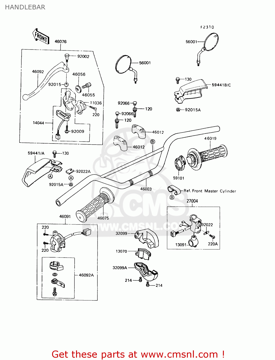 HANDLEBAR KL650A6 KLR650 1992 USA CALIFORNIA CANADA