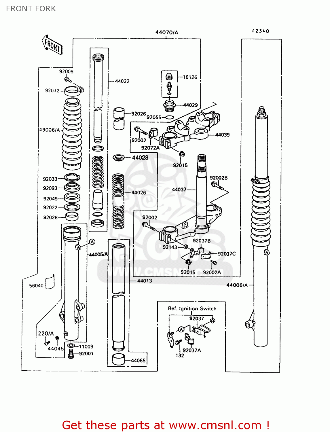 FRONT FORK KL650A6 KLR650 1992 USA CALIFORNIA CANADA