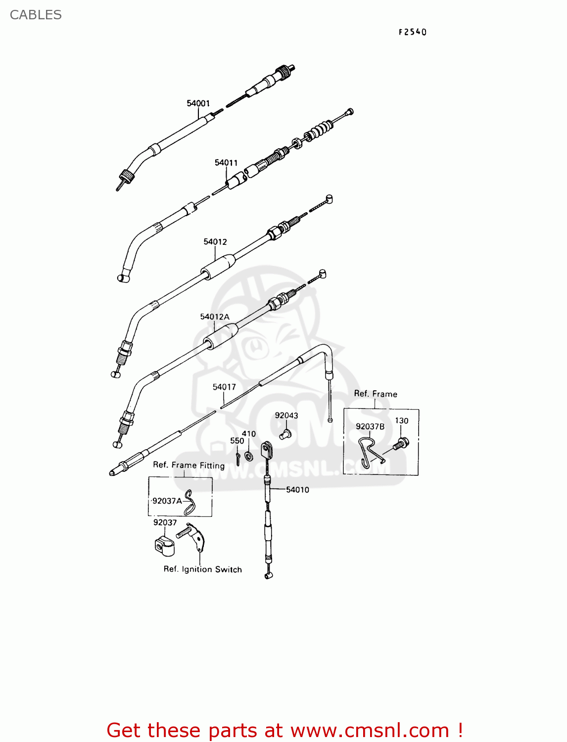 CABLES KL650A6 KLR650 1992 USA CALIFORNIA CANADA