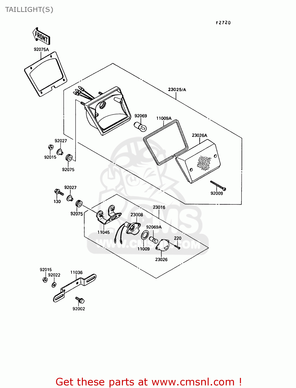 TAILLIGHT(S) KL650A6 KLR650 1992 USA CALIFORNIA CANADA