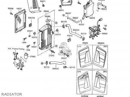 RADIATOR - KL650A6 KLR650 1992 USA CALIFORNIA CANADA
