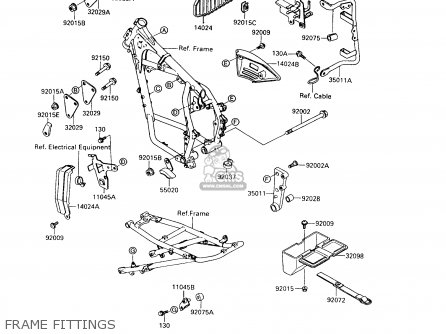 FRAME FITTINGS - KL650A6 KLR650 1992 USA CALIFORNIA CANADA