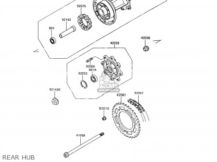 REAR HUB - KL650A6 KLR650 1992 USA CALIFORNIA CANADA
