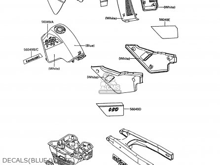 DECALS(BLUE/WHITE) - KL650A6 KLR650 1992 USA CALIFORNIA CANADA
