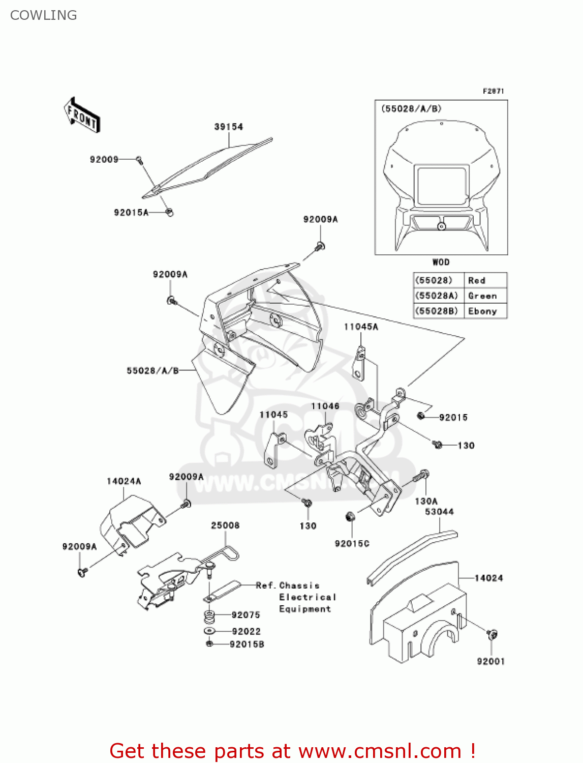 COWLING KL650A6F KLR650 2006 USA CALIFORNIA CANADA