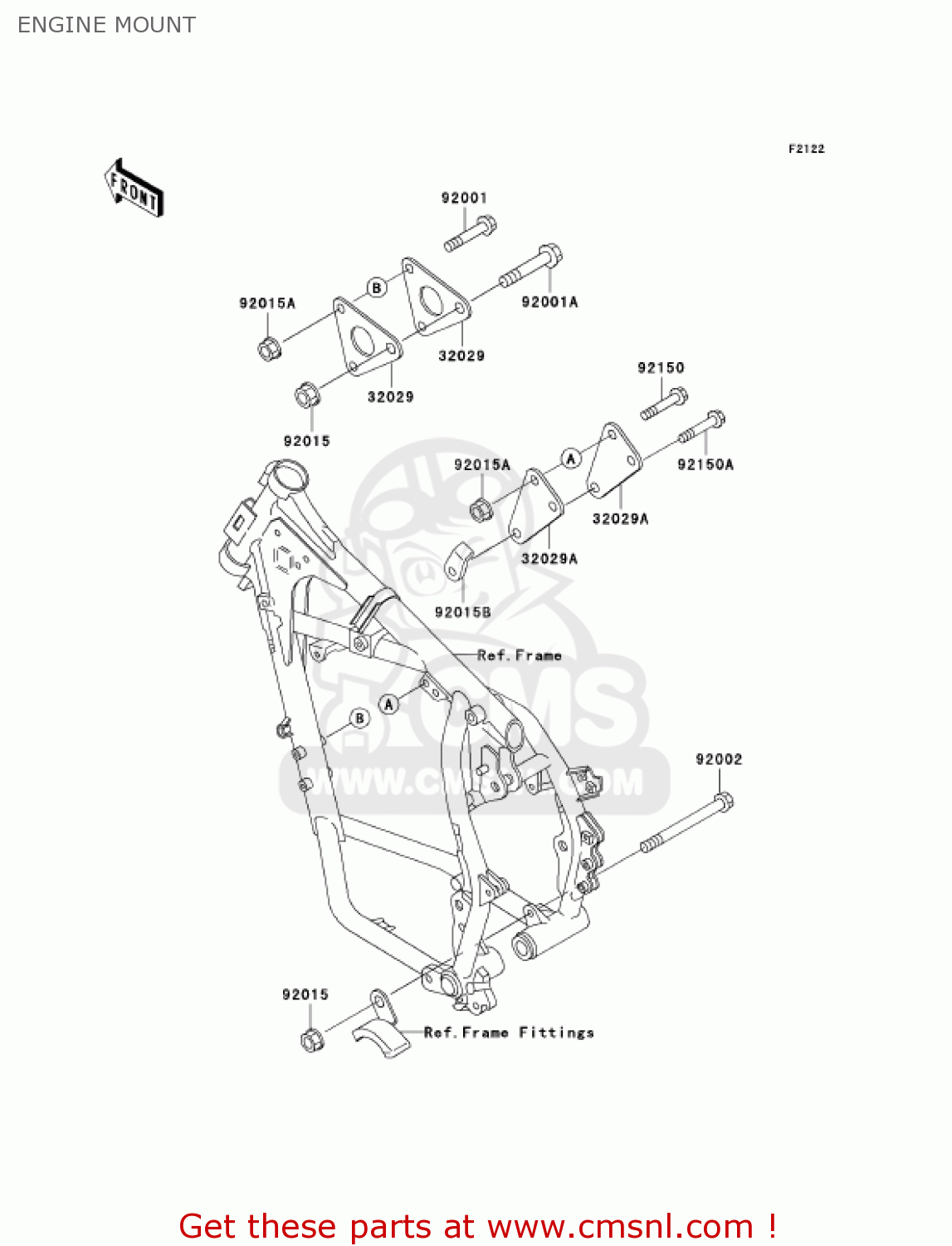 ENGINE MOUNT KL650A6F KLR650 2006 USA CALIFORNIA CANADA