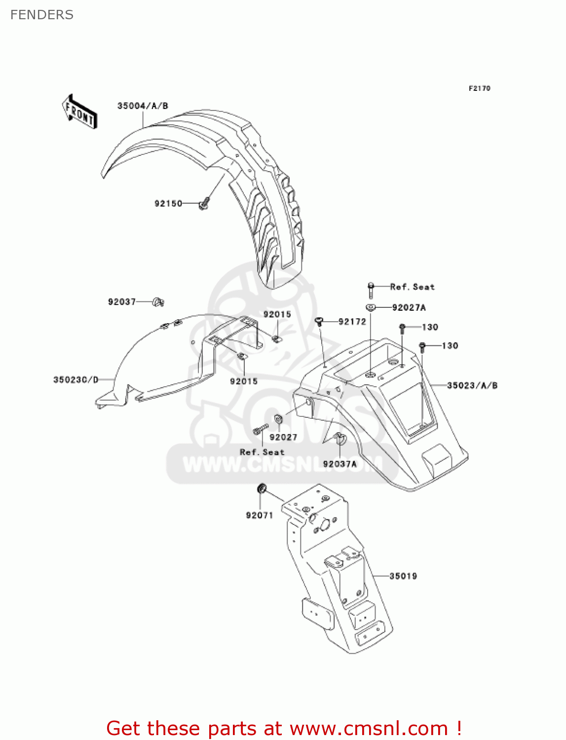 FENDERS KL650A6F KLR650 2006 USA CALIFORNIA CANADA
