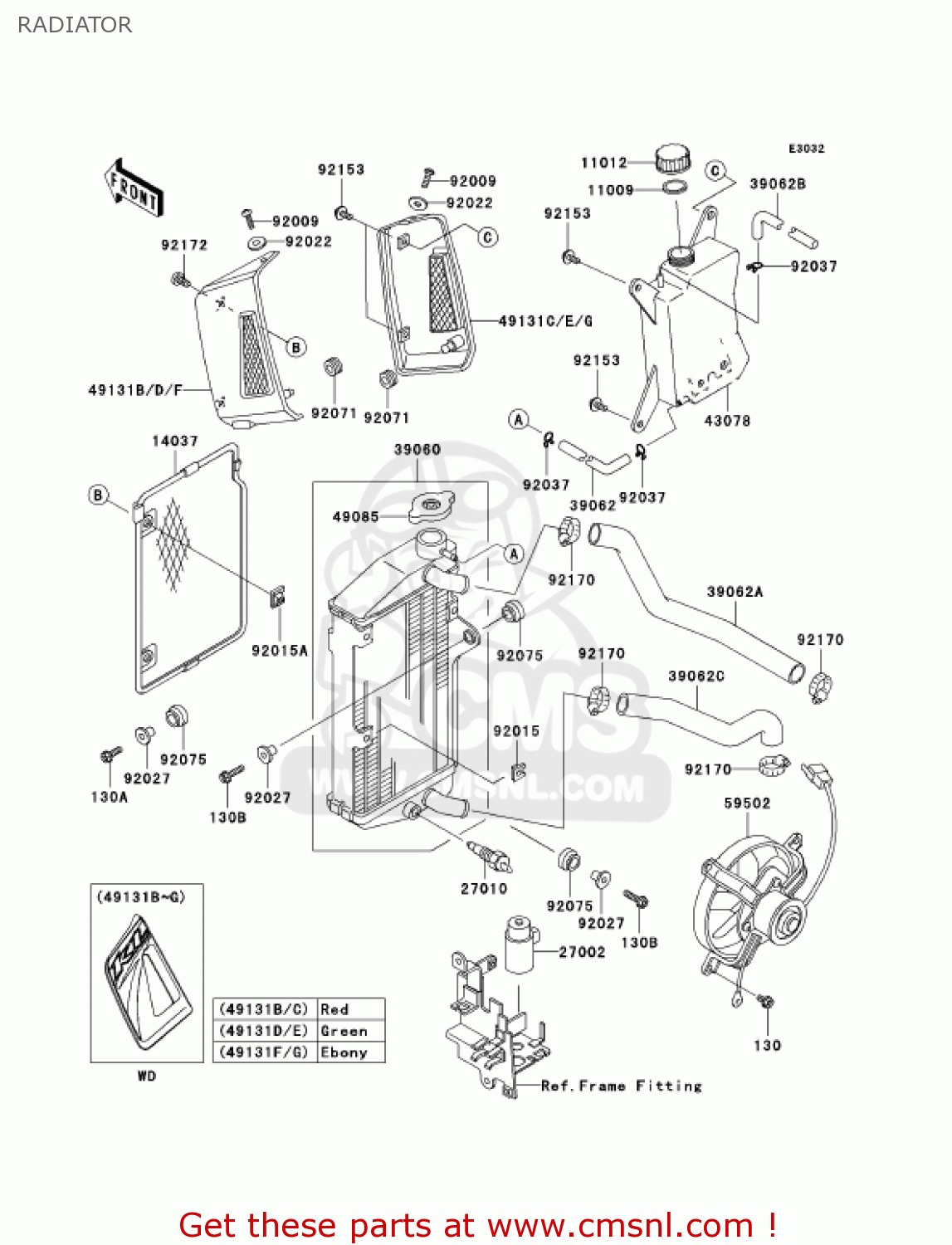 RADIATOR KL650A6F KLR650 2006 USA CALIFORNIA CANADA