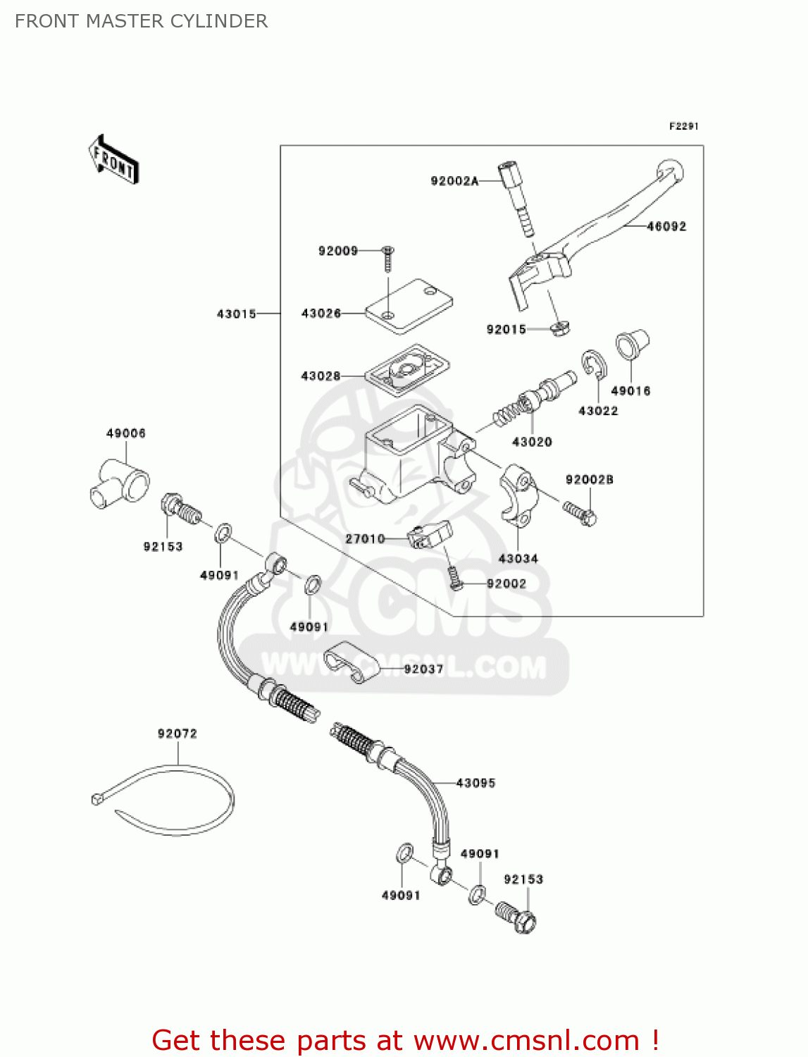 FRONT MASTER CYLINDER KL650A6F KLR650 2006 USA CALIFORNIA CANADA