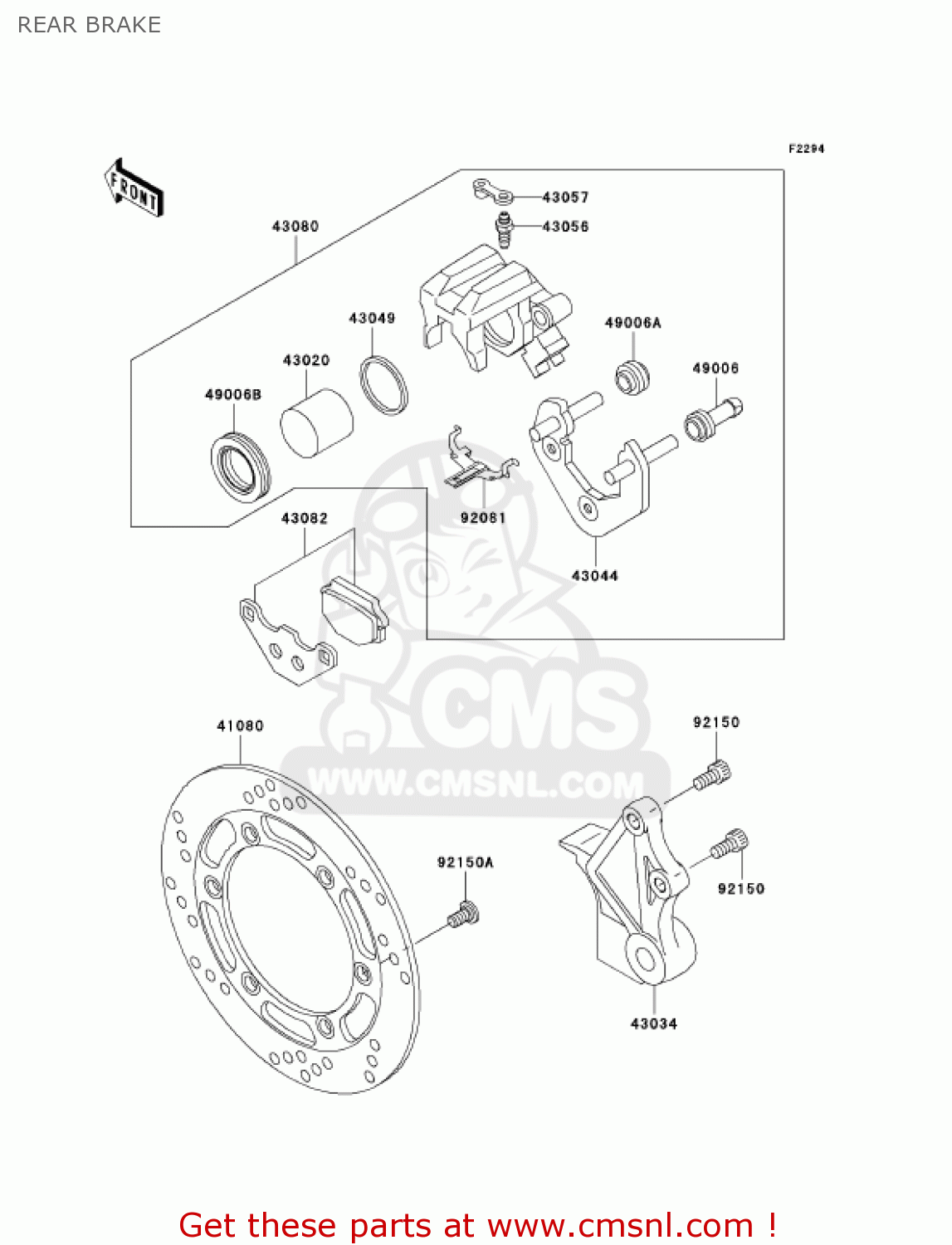 REAR BRAKE KL650A6F KLR650 2006 USA CALIFORNIA CANADA