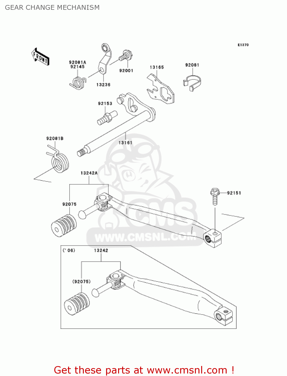 GEAR CHANGE MECHANISM KL650A6F KLR650 2006 USA CALIFORNIA CANADA