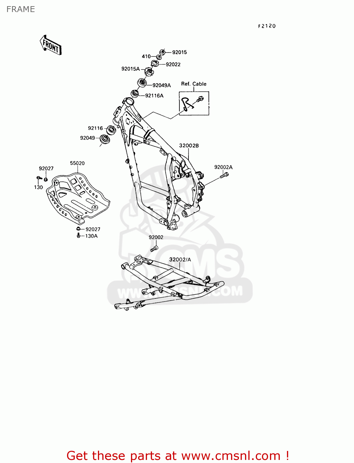 FRAME KL650A7 KLR650 1993 USA CALIFORNIA CANADA