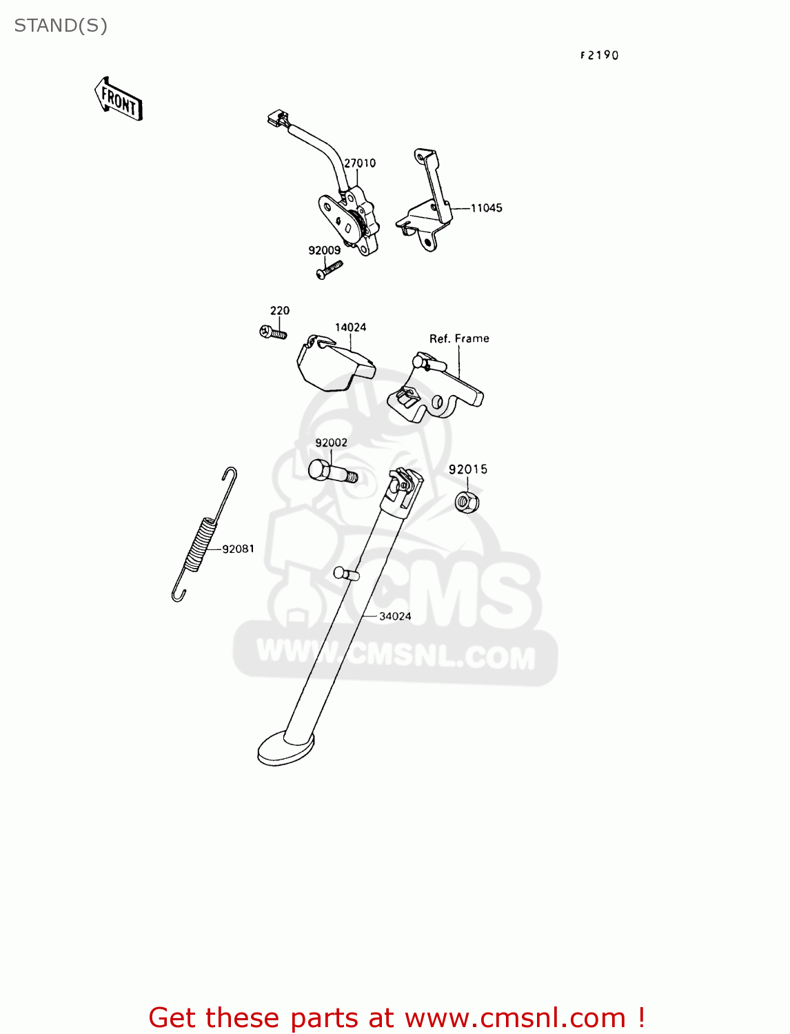 STAND(S) KL650A7 KLR650 1993 USA CALIFORNIA CANADA