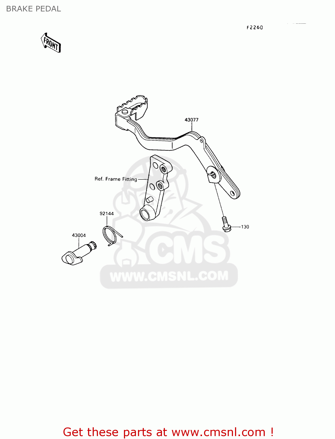 BRAKE PEDAL KL650A7 KLR650 1993 USA CALIFORNIA CANADA