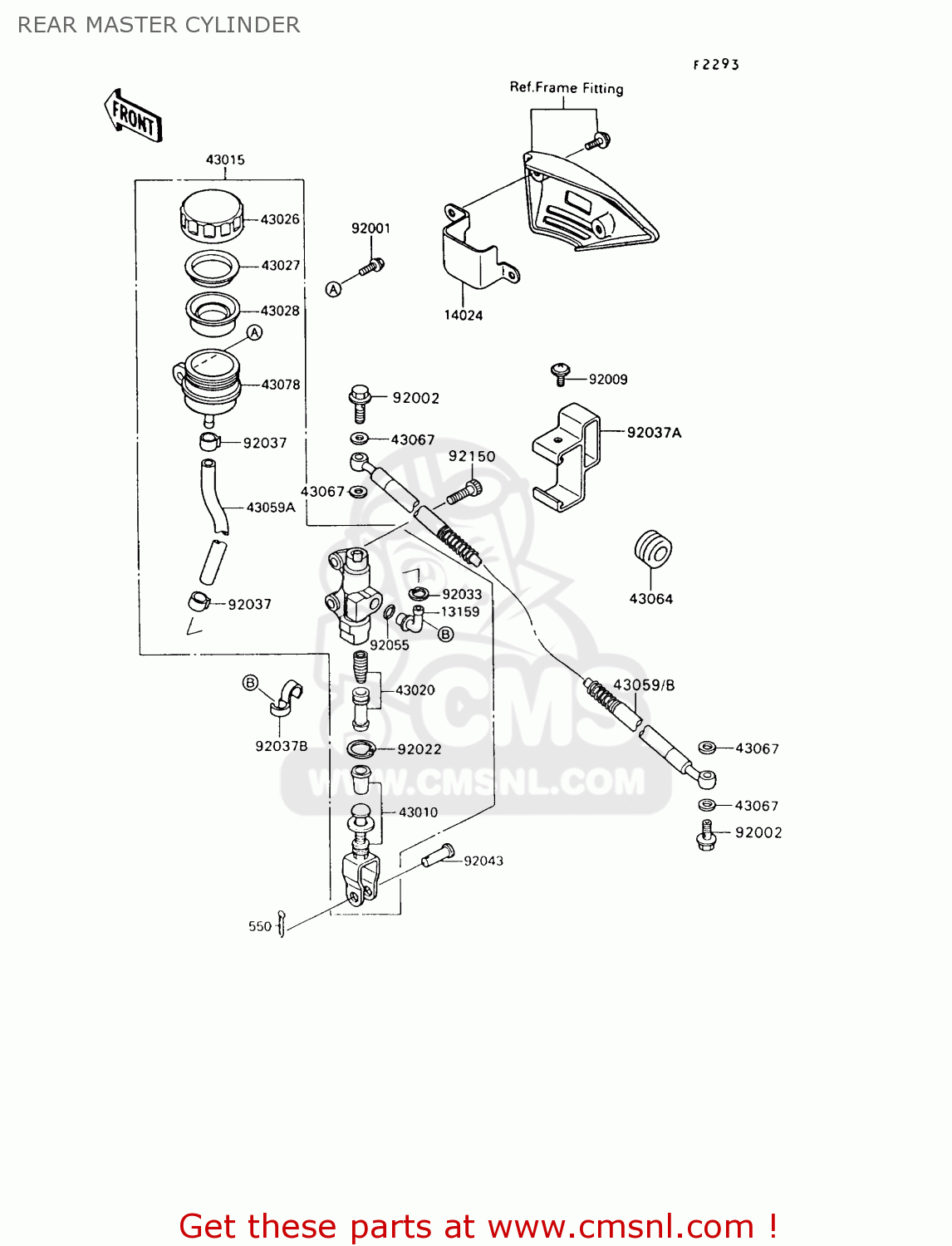 REAR MASTER CYLINDER KL650A7 KLR650 1993 USA CALIFORNIA CANADA