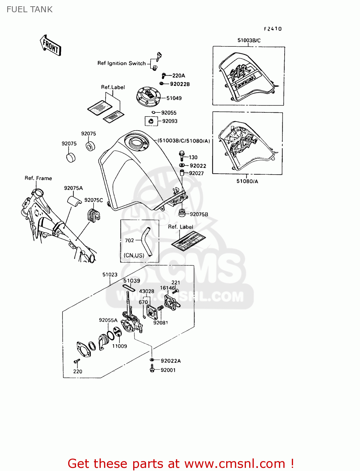 FUEL TANK KL650A7 KLR650 1993 USA CALIFORNIA CANADA