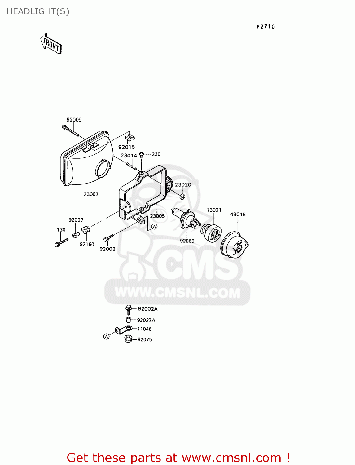 HEADLIGHT(S) KL650A7 KLR650 1993 USA CALIFORNIA CANADA
