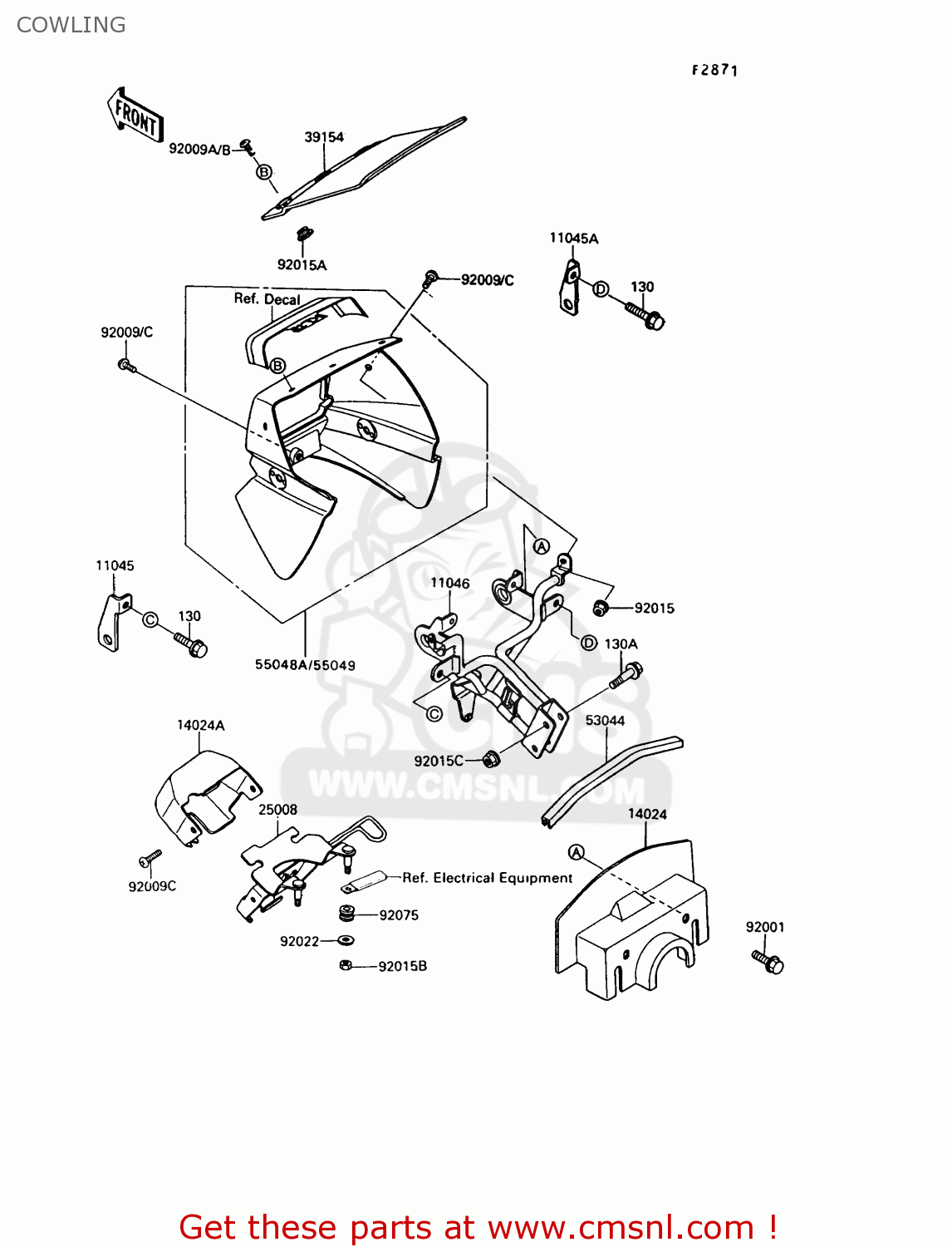 COWLING KL650A7 KLR650 1993 USA CALIFORNIA CANADA