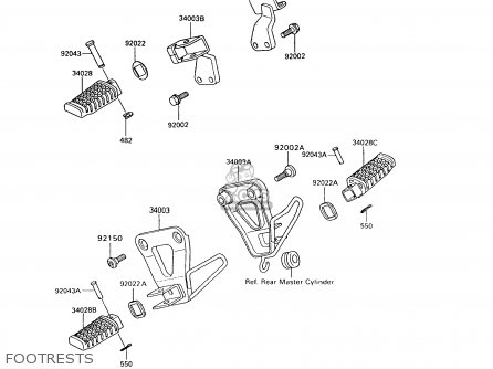 FOOTRESTS - KL650A7 KLR650 1993 USA CALIFORNIA CANADA