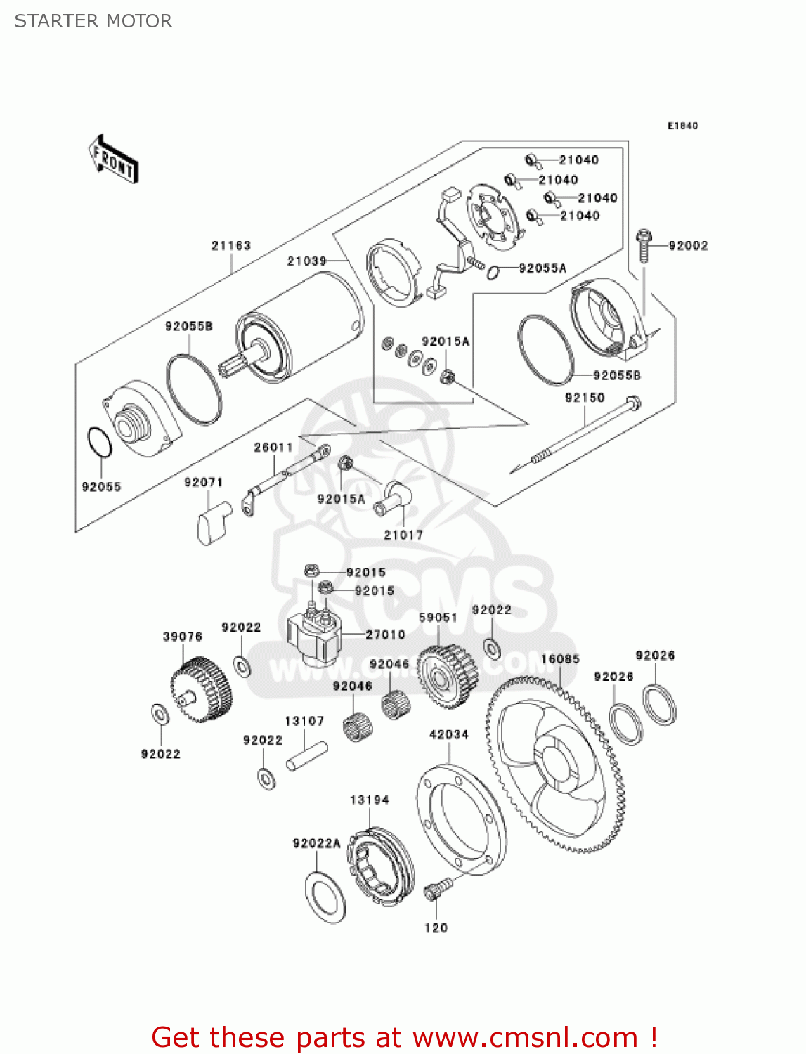 STARTER MOTOR KL650A7F KLR650 2007 USA CALIFORNIA CANADA