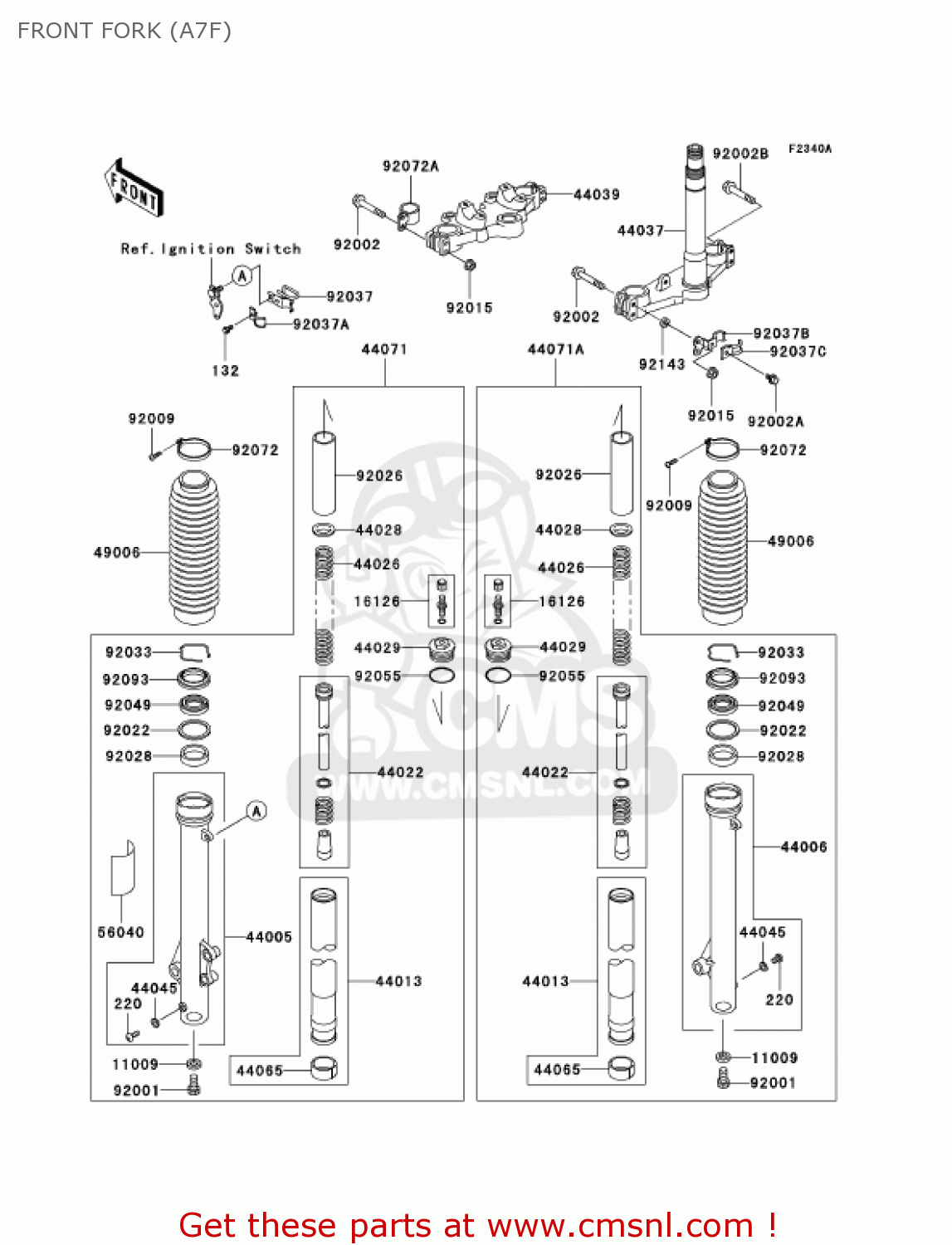 FRONT FORK (A7F) KL650A7F KLR650 2007 USA CALIFORNIA CANADA