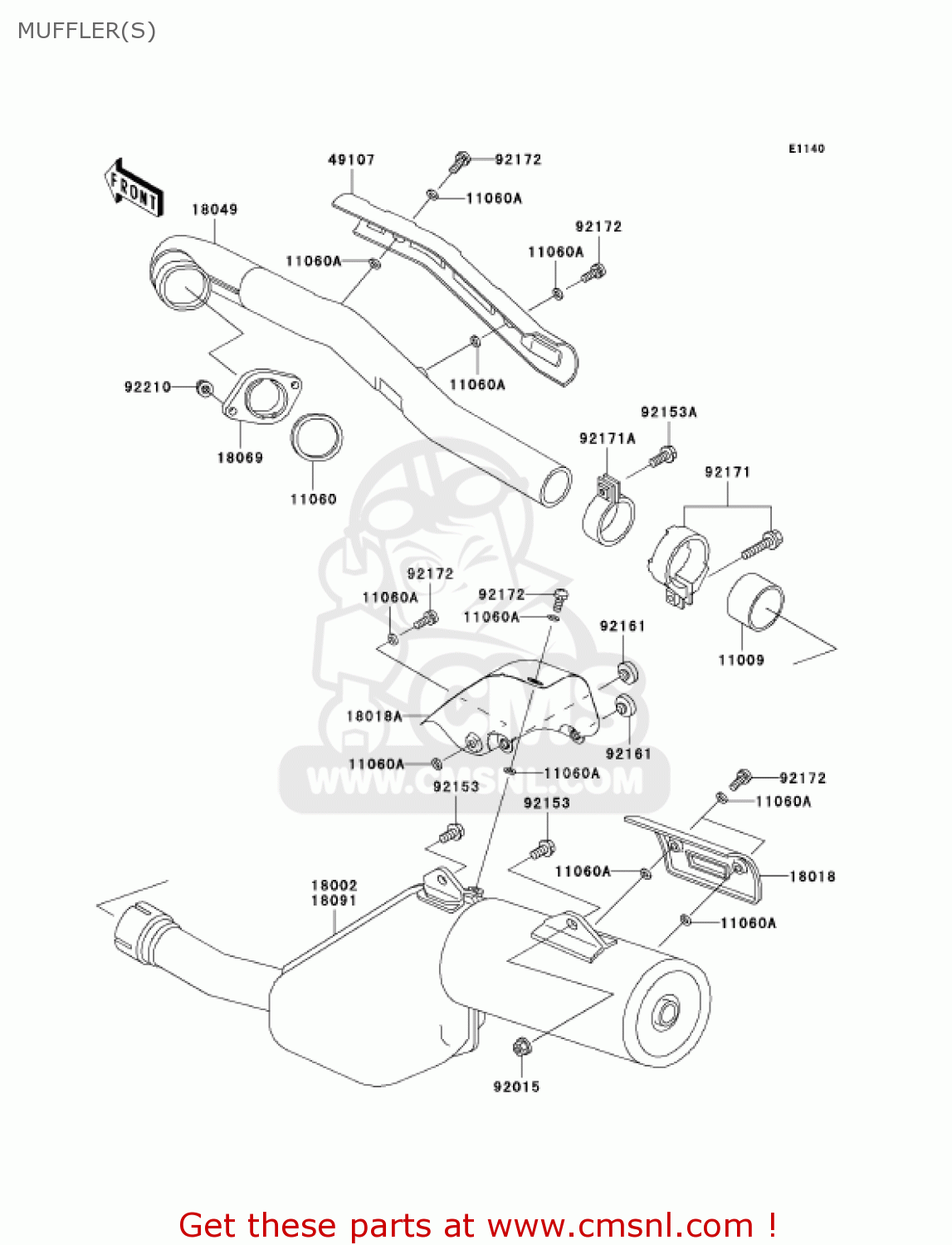 MUFFLER(S) KL650A7F KLR650 2007 USA CALIFORNIA CANADA