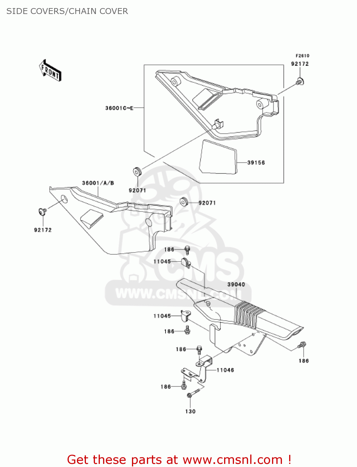 SIDE COVERS/CHAIN COVER KL650A7F KLR650 2007 USA CALIFORNIA CANADA
