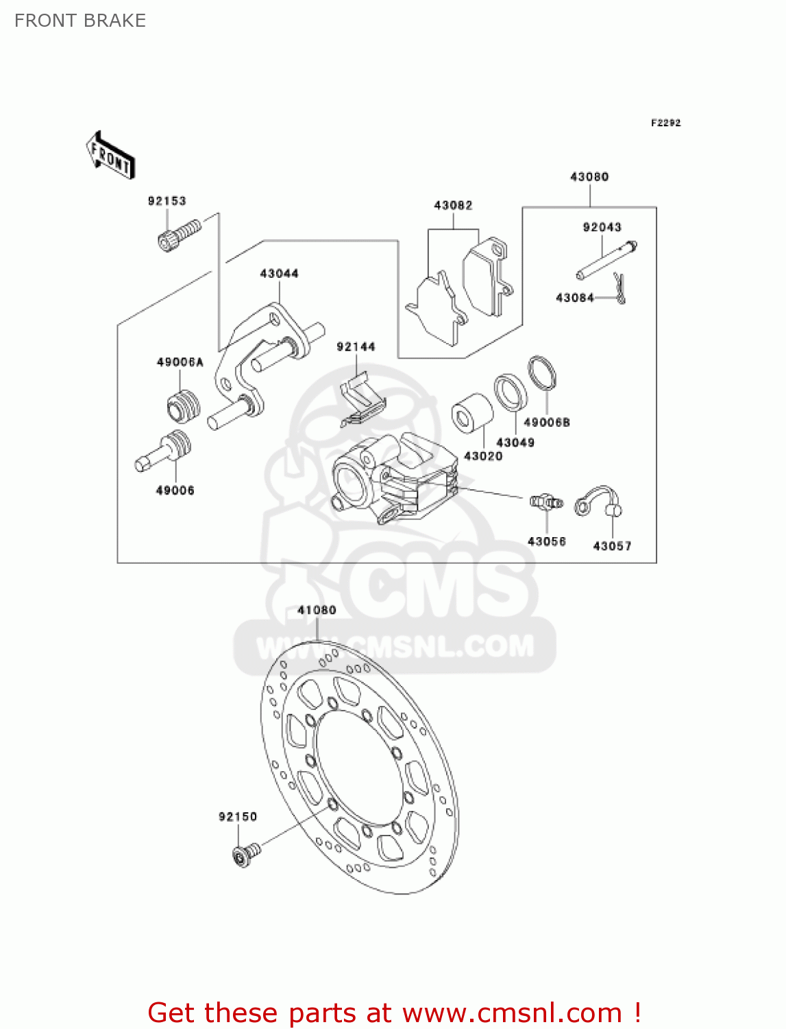 FRONT BRAKE KL650A7F KLR650 2007 USA CALIFORNIA CANADA
