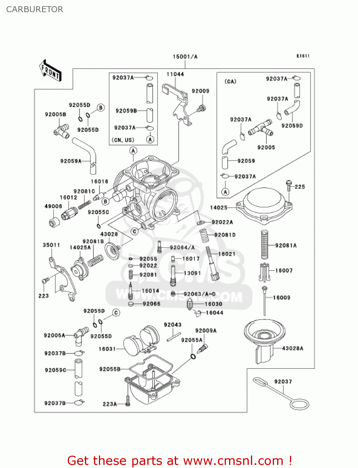 CARBURETOR KL650A7F KLR650 2007 USA CALIFORNIA CANADA