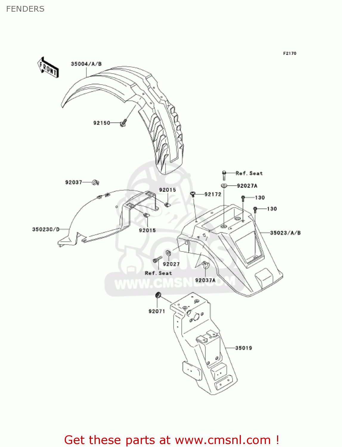 FENDERS KL650A7F KLR650 2007 USA CALIFORNIA CANADA