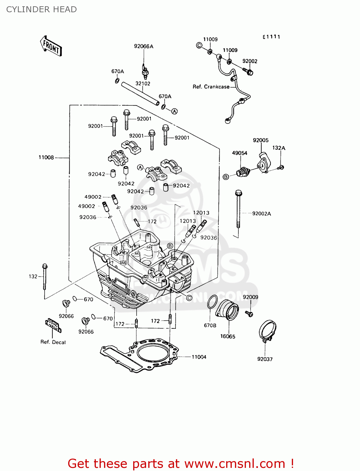 CYLINDER HEAD KL650A8 KLR650 1994 USA CALIFORNIA CANADA